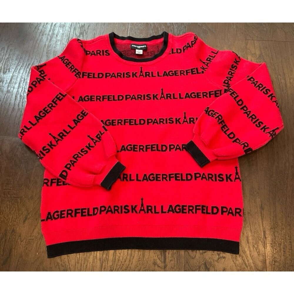 Karl Lagerfeld Paris Red Admiral Crew Neck Eiffel Logo Sweater‎